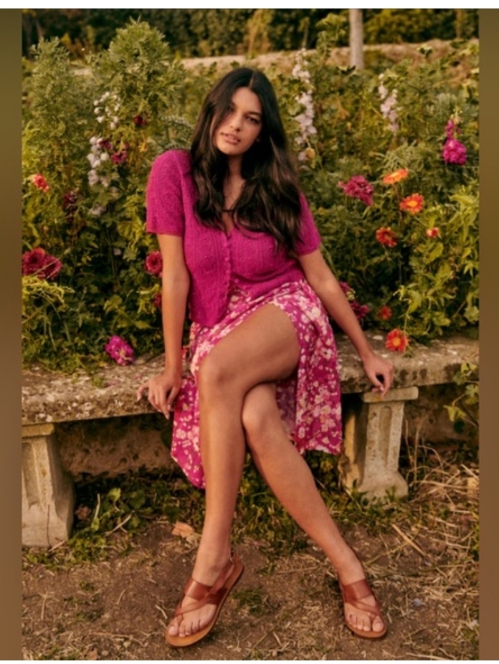 Sezane Alicia Skirt Pink Floral Size 36/US 4